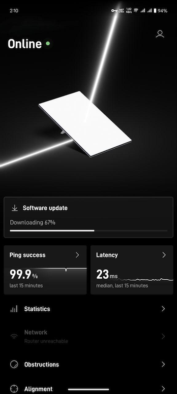 Starlink mobile application missing router